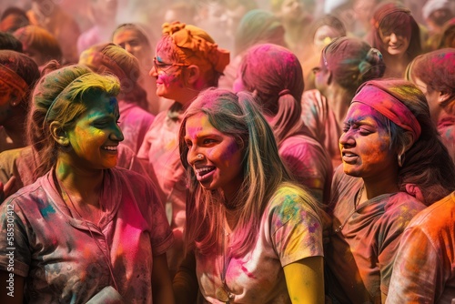 group of people in carnival Hodi colorful festival. 