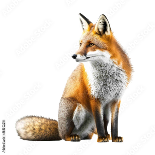 red fox vulpes isolated on white. Generative Ai