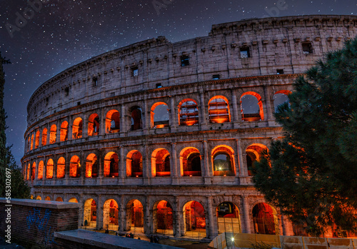Photography Colosseum at Night Rome,Italy