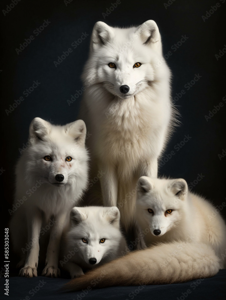 Buetifeaul Portrait of Arctic fox family