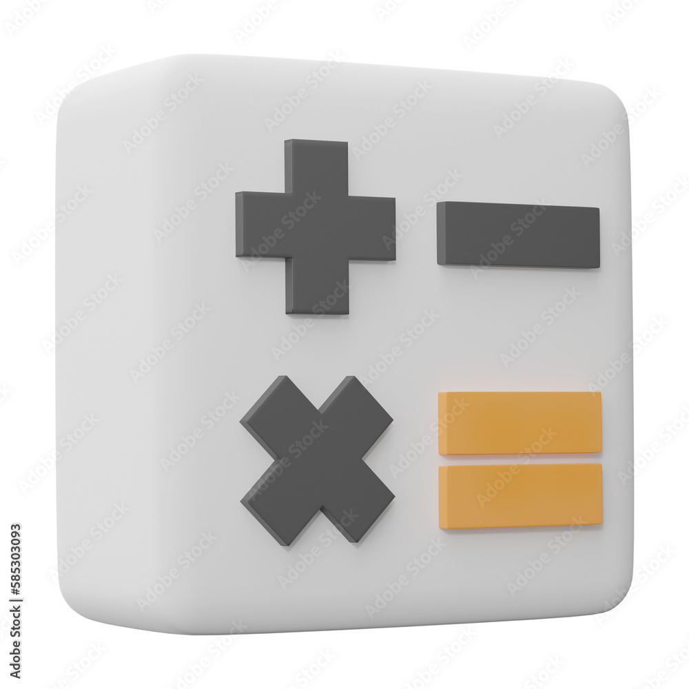 3D render, Calculator icon sign isolated on transparent background. 3D render, Calculator icon sign isolated on transparent background.