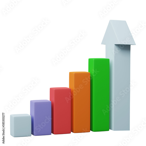 3D render. Business infographic with stock diagrams and statistic bars chart isolated on transparent background. Financial line graphs and charts for presentation and finance report.