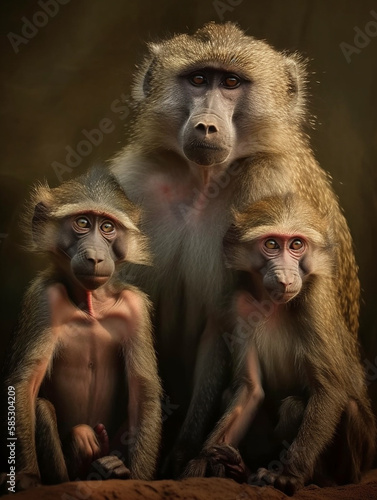 Portrait of baboon family in the park © Studiohood