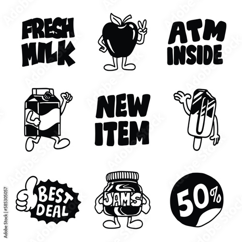 Set of illustration Hand drawing grocery icons, good for social media content, print base application and merchandise.