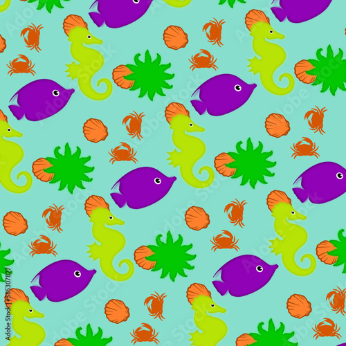 Vector pattern of Sea creatures.
