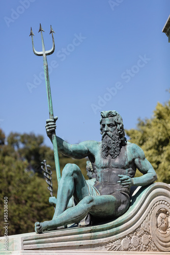 Canvas Print Poseidon on the statue in the Royal Botanic Gardens in Sydney commemorating Admi