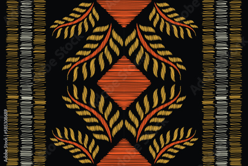 Ethnic Ikat fabric pattern geometric style.African Ikat embroidery Ethnic oriental pattern black background. Abstract,vector,illustration. For texture,clothing,wrapping,decoration,carpet.