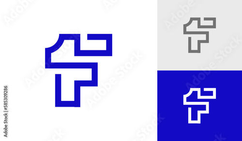 Monoline letter F1 or 1F initial monogram logo design