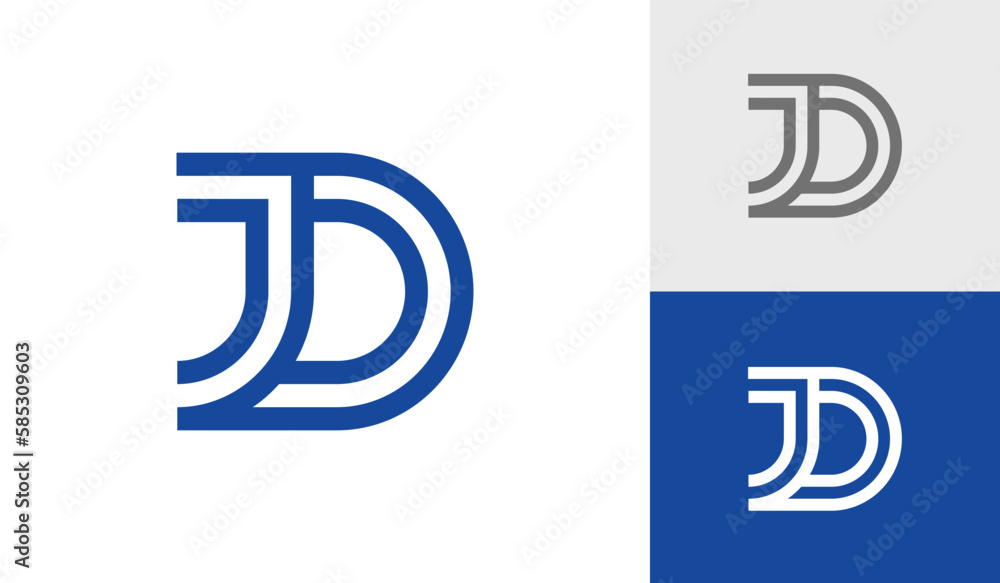 Monoline letter JD initial monogram logo design Monoline letter JD initial monogram logo design
