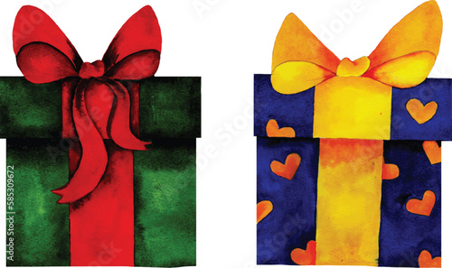 Christmas gift box with ribbon