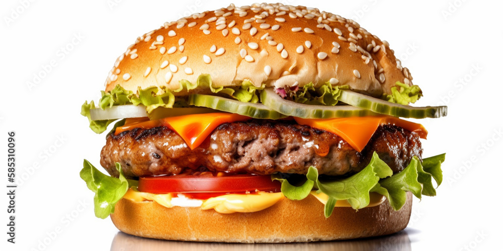 hamburger on isolated white background Generative AI hamburger on isolated white background Generative AI