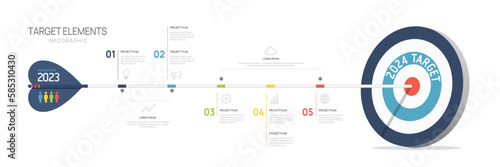 Infographic design template. Creative Target arrow concept with 5 steps
