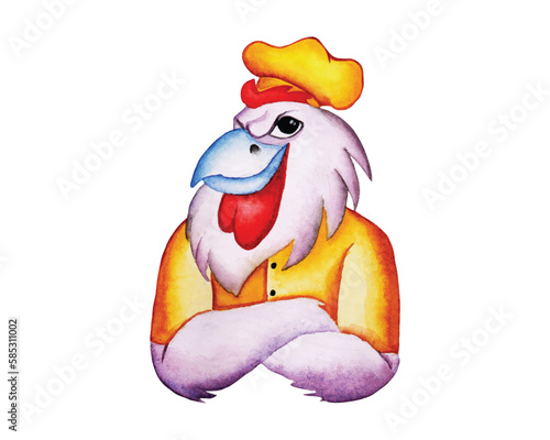 Chicken chef watercolour clipart