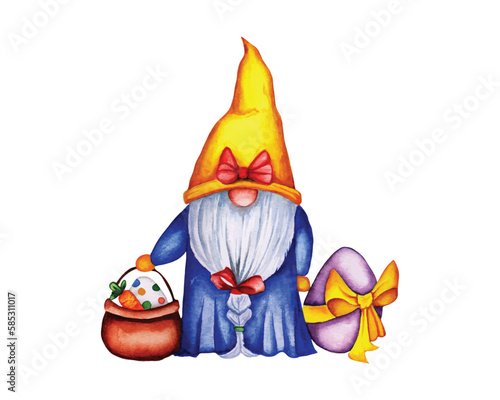 Easter gnome watercolour clipart design