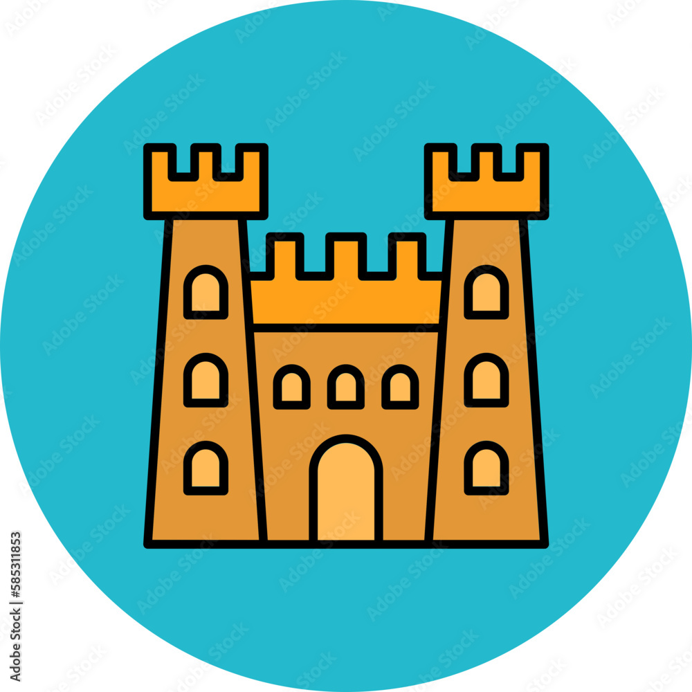 Castle Multicolor Circle Filled Line Icon Castle Multicolor Circle Filled Line Icon