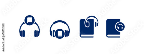 audio guide icon vector illustration. headphone with book concept.