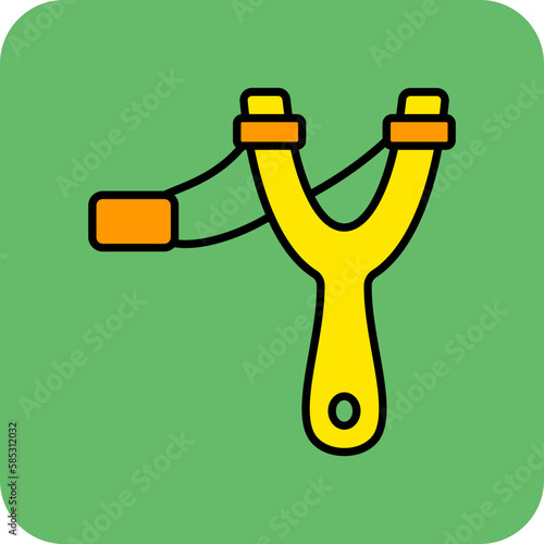 Slingshot Multicolor Round Corner Filled Line Icon