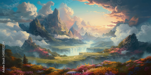 Realm of Awe and Wonder, An Ethereal Escape to a Breathtaking Fantasy World, Generated by AI