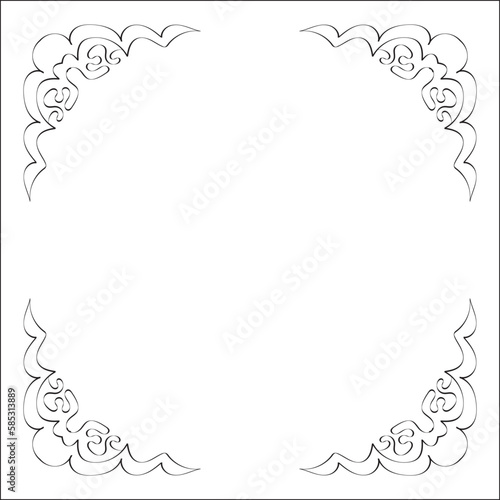 Elegant black and white monochrome ornamental border for greeting cards, banners, invitations. Vector frame for all sizes and formats. Isolated vector illustration.