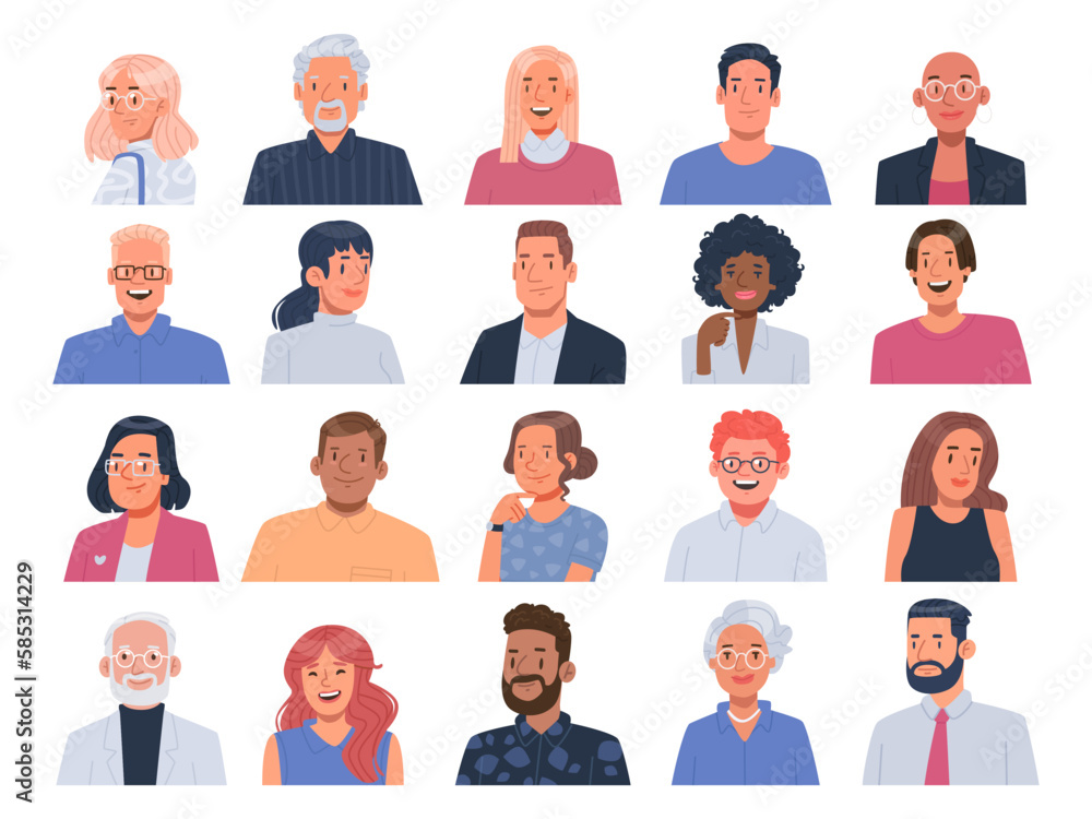 Collection of avatars of business men and women. User pictures of characters of different races and ages Collection of avatars of business men and women. User pictures of characters of different races and ages