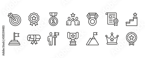 Achievement icon set. Vector graphic illustration