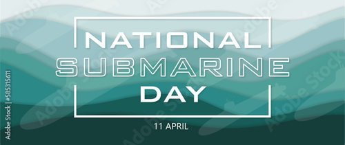 National submarine day, blue sea waves background