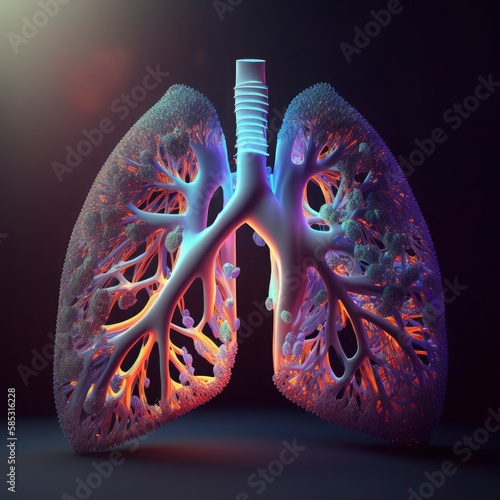 Human lungs Medical and health care conceptual illustration, 3d render, Generate Ai.