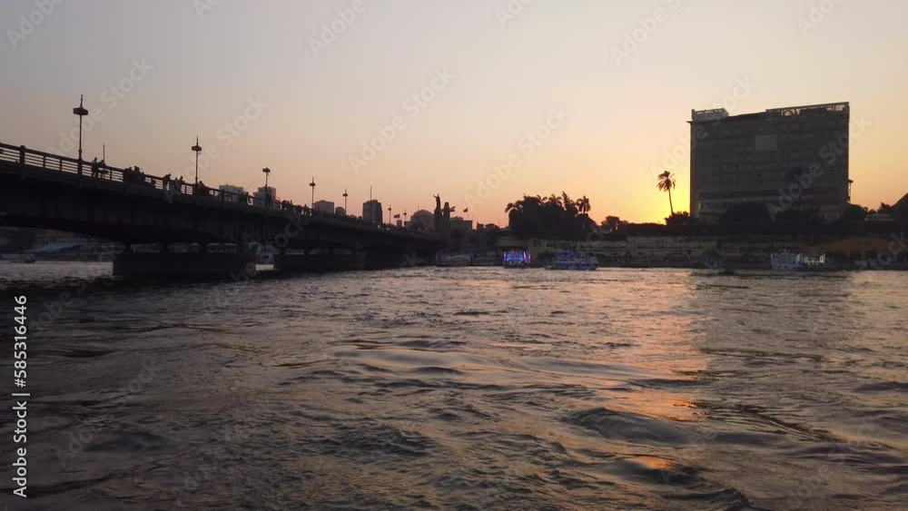 Nile Sail Boat at sunset in Cairo, Egypt Nile Sail Boat at sunset in Cairo, Egypt