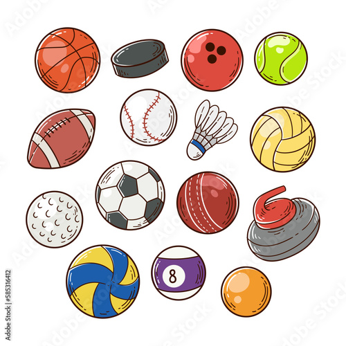 Set of sports ball vector illustration collection