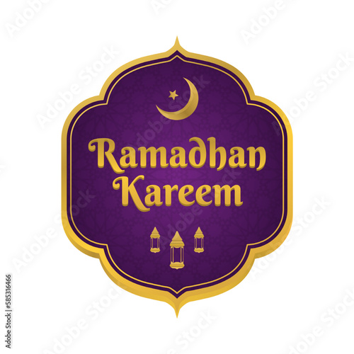 realistic ramadan kareem greeting badge vector
