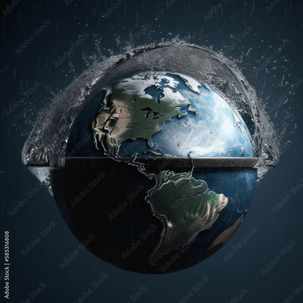 Planet Earth flood catastrophy Stock Illustration | Adobe Stock