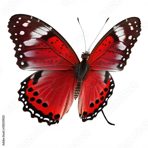 In this stunning image, a bright red butterfly is showcased against a transparent background, allowing the intricate patterns of its wings to be admired in all their glory.Generative AI