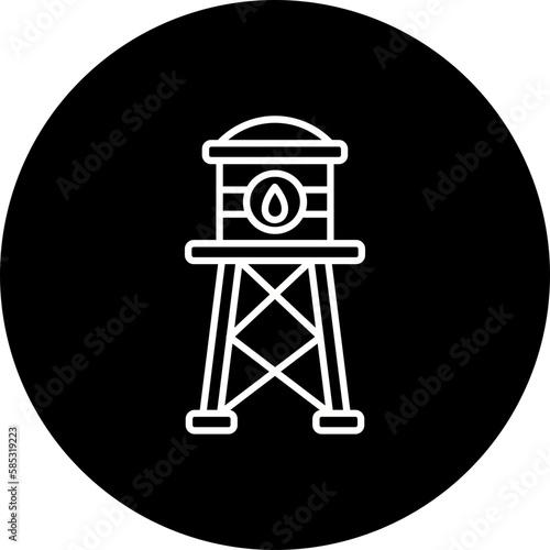 Water Tower Line Inverted Icon