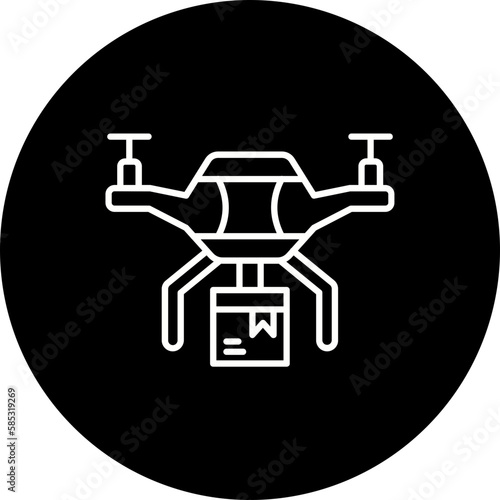 Drone Delivery Line Inverted Icon