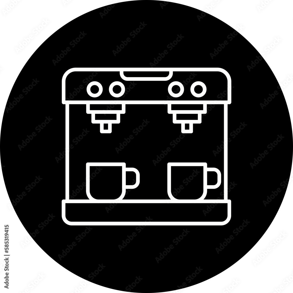 Coffee Machine Line Inverted Icon Coffee Machine Line Inverted Icon