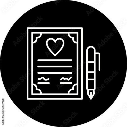 Wedding Contract Line Inverted Icon