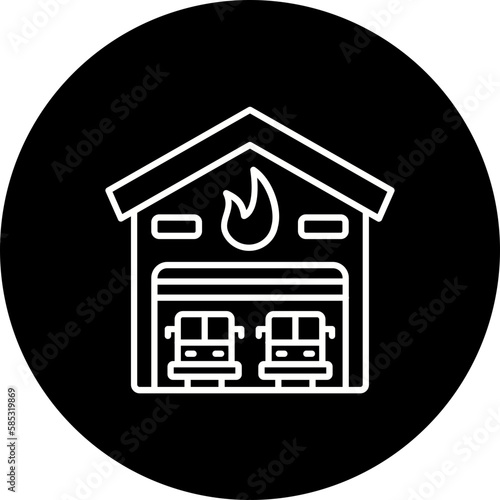 Firefighter Garage Line Inverted Icon