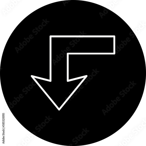 Turn Down Line Inverted Icon