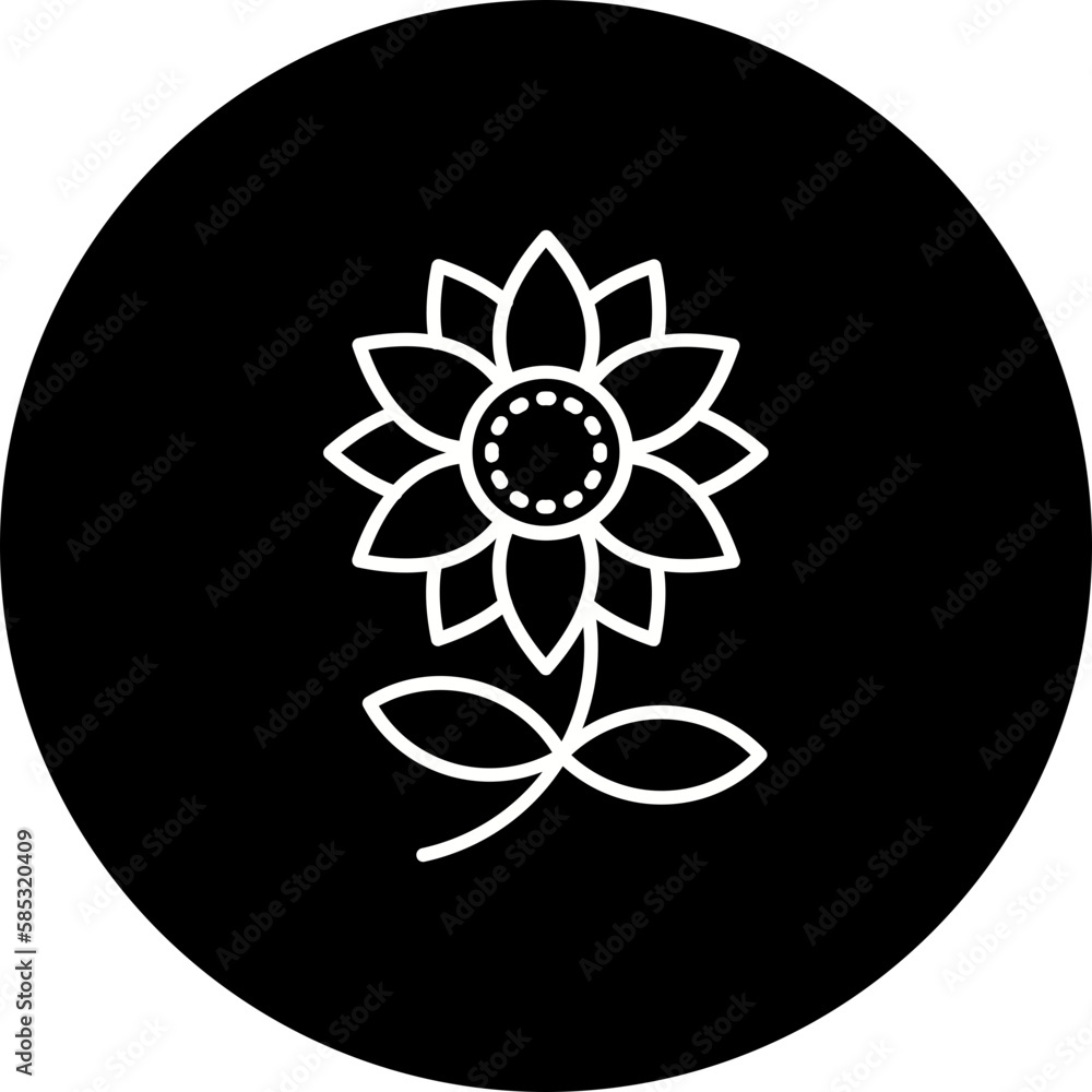 Sunflower Line Inverted Icon Sunflower Line Inverted Icon