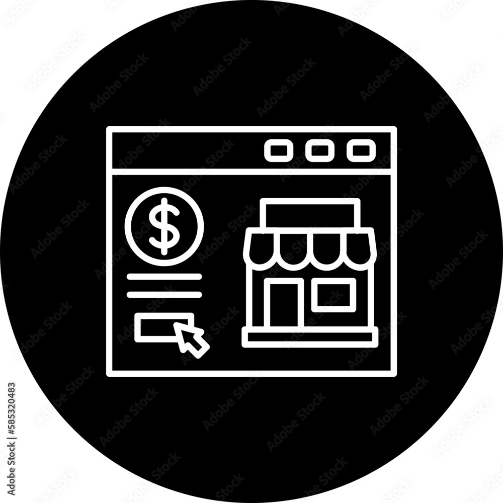 Online Store Line Inverted Icon Online Store Line Inverted Icon