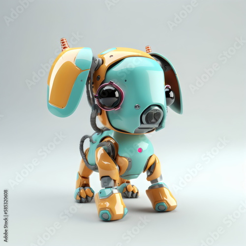 cute robot dog isolated on light gray background  made with generative ai
