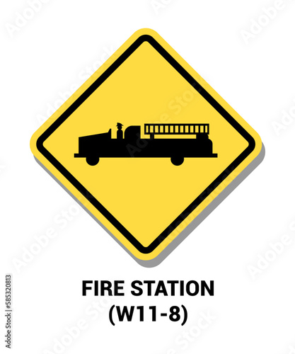 Manual On Uniform Traffic Control Device ( MUTCD ) FIRE STATION , United States Road Symbol Sign with description 