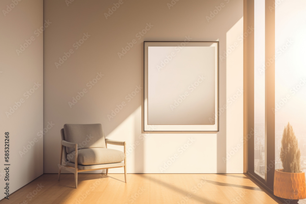 Modern Minimalist and Contemporary Interior Design and interior Mockup with Frame Mockup