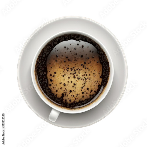 The image displays a true-to-life  bird s eye view of a coffee cup on a see-through background  revealing every detail of the cup s design.Generative AI