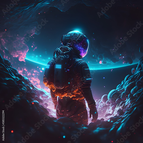 An astronaut in the galaxy