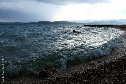 waves on the beach, Orebic, peninsula Peljesac, Croatia
