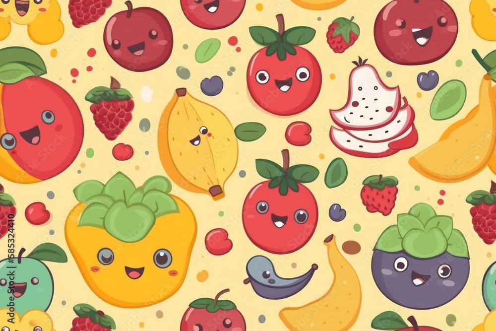 Fototapeta premium cute cartoon fruits