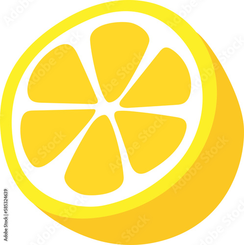 Single cross section of yellow lemon