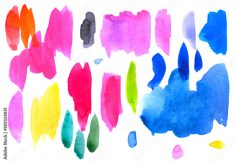 Colorful watercolor daub on a white background. Abstract watercolor texture. Illustration.