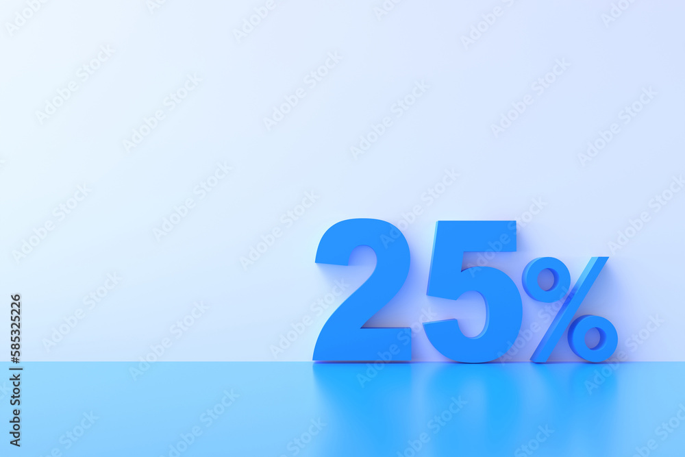 3D Rendering. 25 percent off with freespace for texting on pastel blue background. Special Offer 25% Discount Tag. Super sale offer and best seller. 3D Rendering. 25 percent off with freespace for texting on pastel blue background. Special Offer 25% Discount Tag. Super sale offer and best seller.